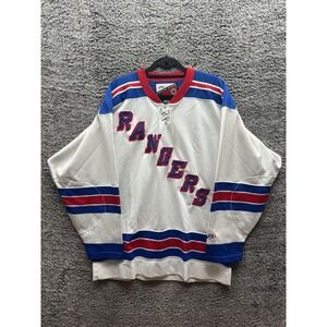 Vintage New‎ York Rangers NHL Hockey Alpha Sportswear Jersey White Mens Size L